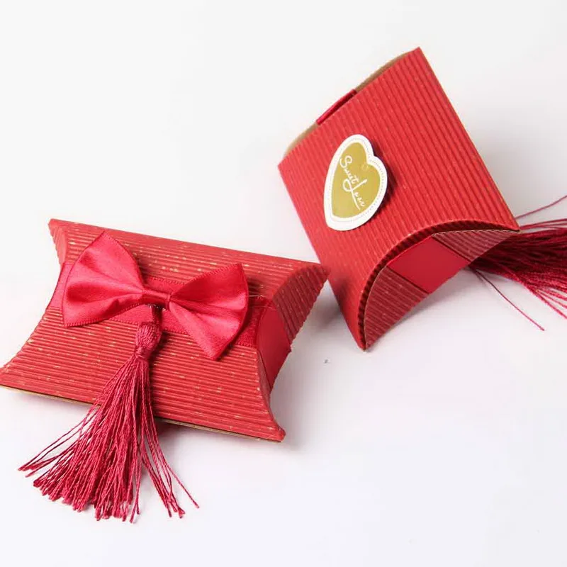 Бесплатная доставка новинка коробка для конфет в форме подушки подарков с бантом