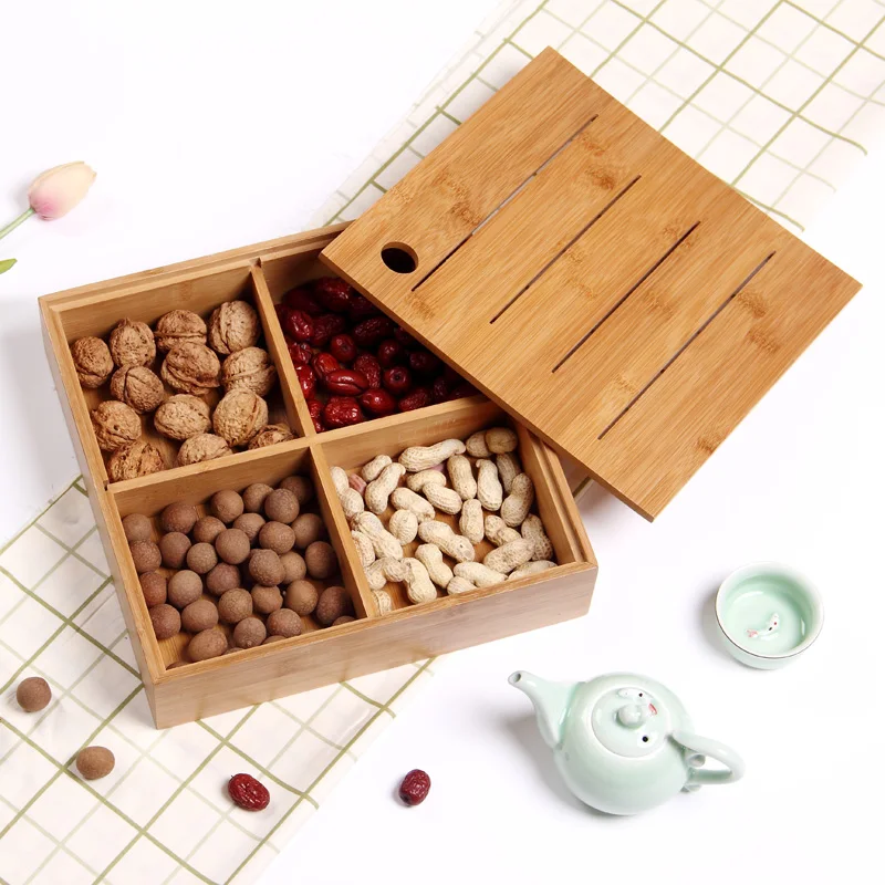 Деревянная коробка для хранения конфет/закусок в европейском стиле с крышкой 6