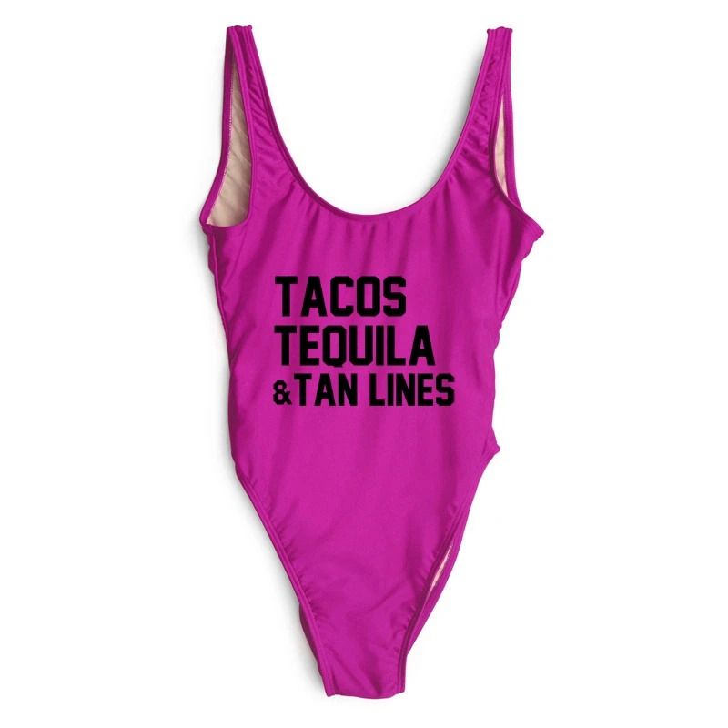 TACOS TEQUILA & TAN Line Цельный купальник пляжный женский сексуальный боди большого