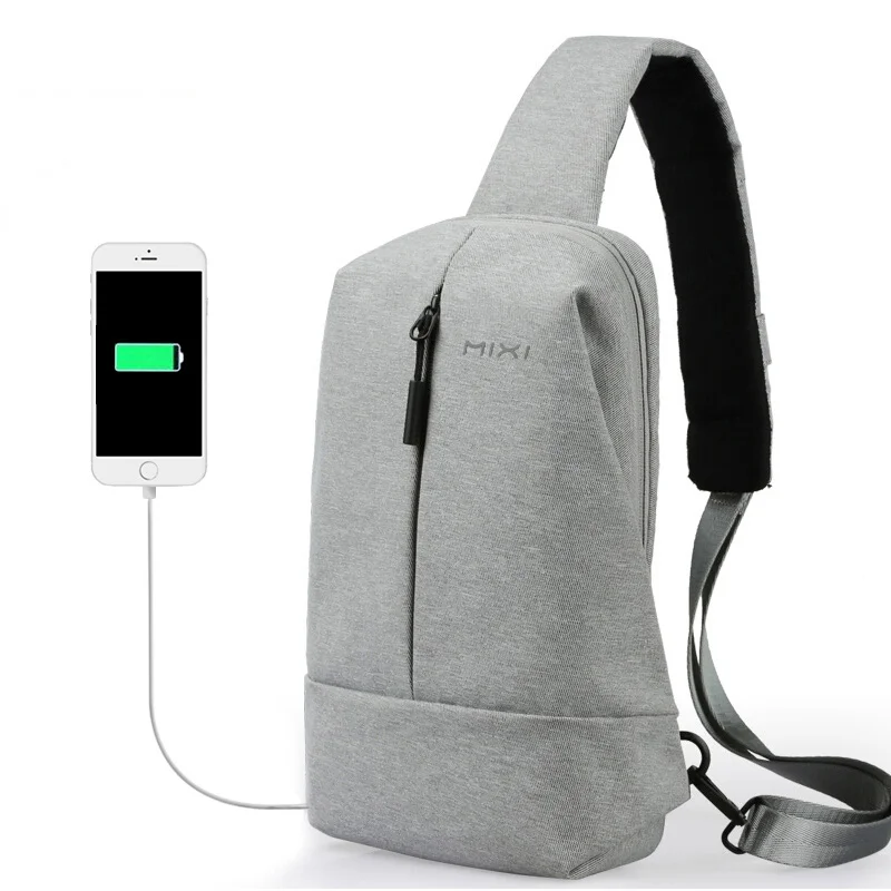 Мужская нагрудная сумка Mixi с зарядкой через usb для молодых людей, сумка через плечо для студентов колледжа, дорожная сумка, подходит для Ipad 9,7 дюймов, сумка через плечо