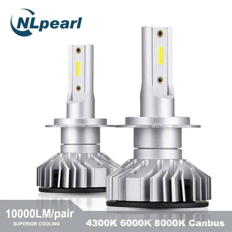 Nlpearl 2x Canbus H7 светодиодный головной светильник лампы 4300k 6000k 8000k 10000LM/пара H4 светодиодный H7 H1 H3 H9 H11 9005 HB3 9006 HB4 светодиодный туман светильник