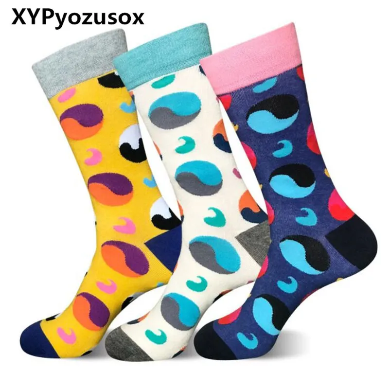 Новые модные мужские Красочные забавные черно-белые носки в чесаный хлопок