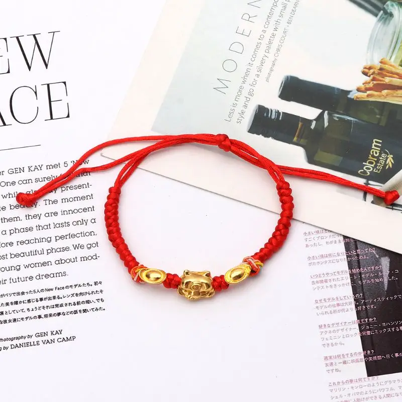 Cotton Red string - Unisex Lucky Kabbalah String Braided Golden Pig Charm Bracelets Fashion Jewelry | Украшения и аксессуары