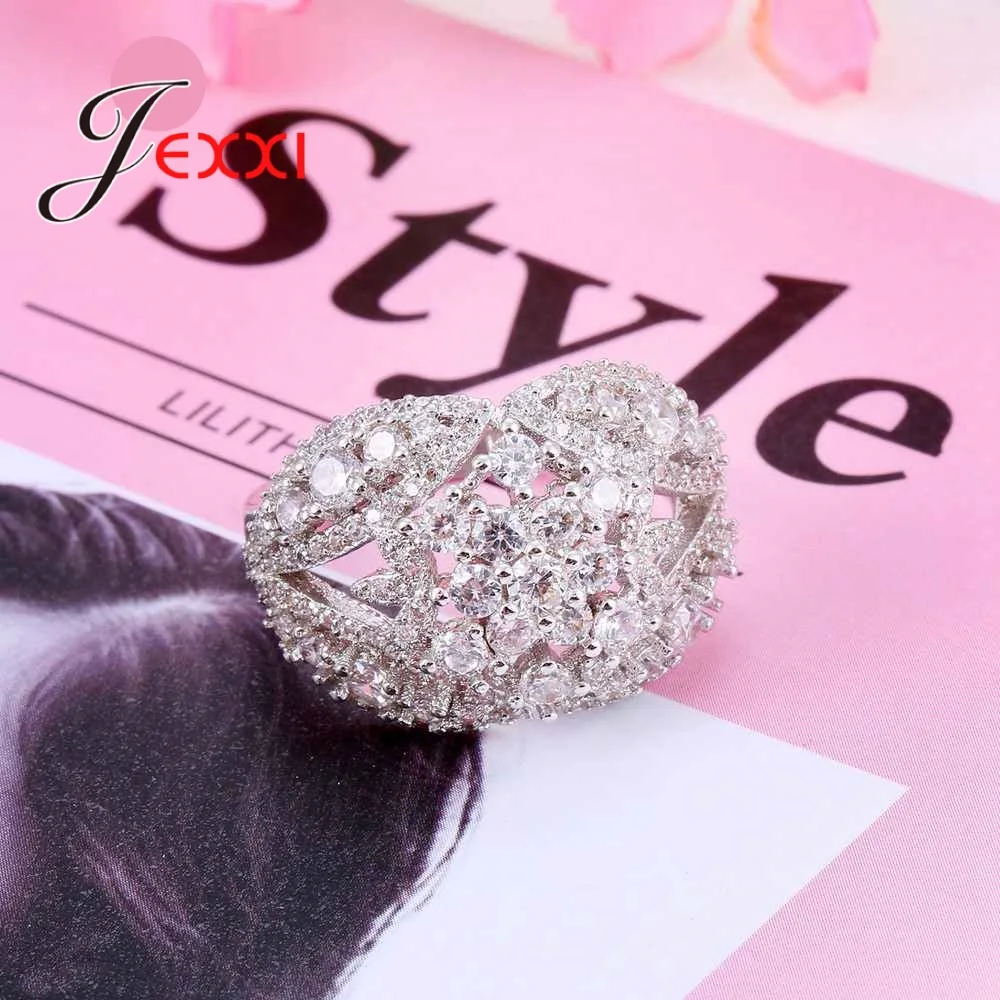 2 цвета белый/фуксия Кристалл Дамы Bijoux Мода полые обручальные Anel чистое серебро 925