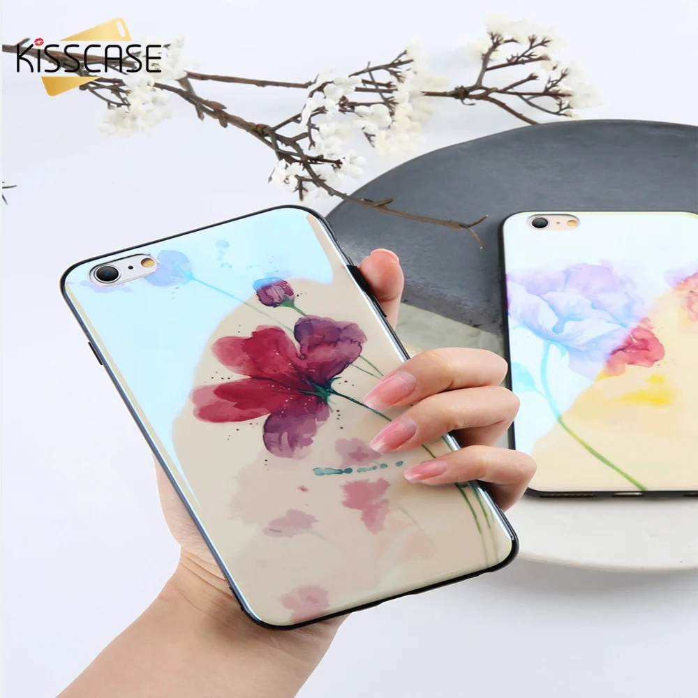 Чехол KISSCASE с милым цветком для iPhone 6 6S Plus 7 8 высококачественный мягкий зеркальный