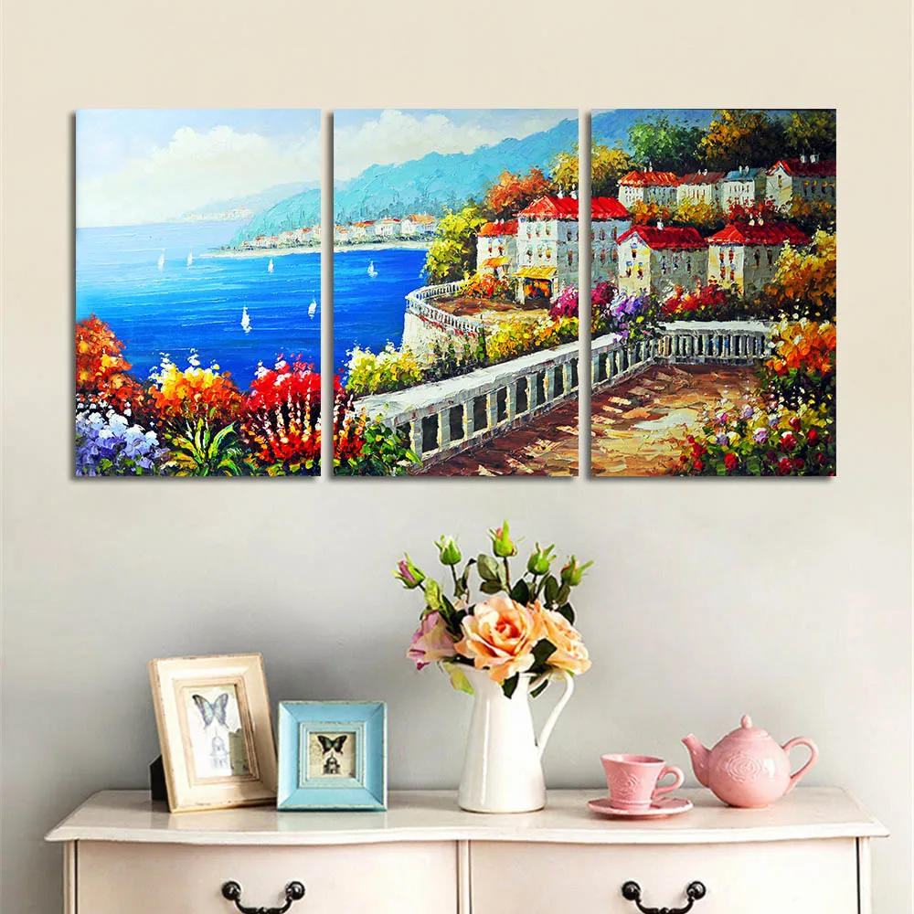 3 Панели без рамки скандинавский стиль искусство стен картина маслом печать на