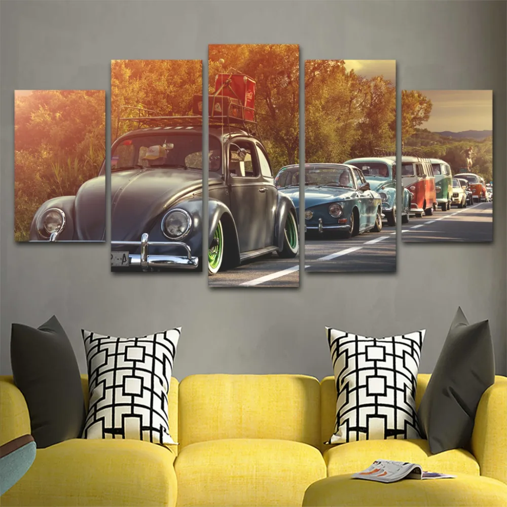 Картины на холсте домашний декор рамка 5 шт. Volkswagen Beetles автомобильные картины HD