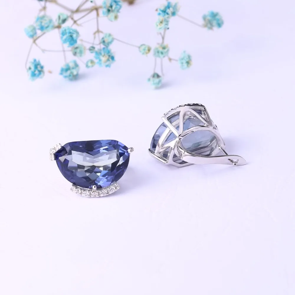 Женские классические серьги пусеты GEM'S BALLET из серебра 925 пробы с натуральным