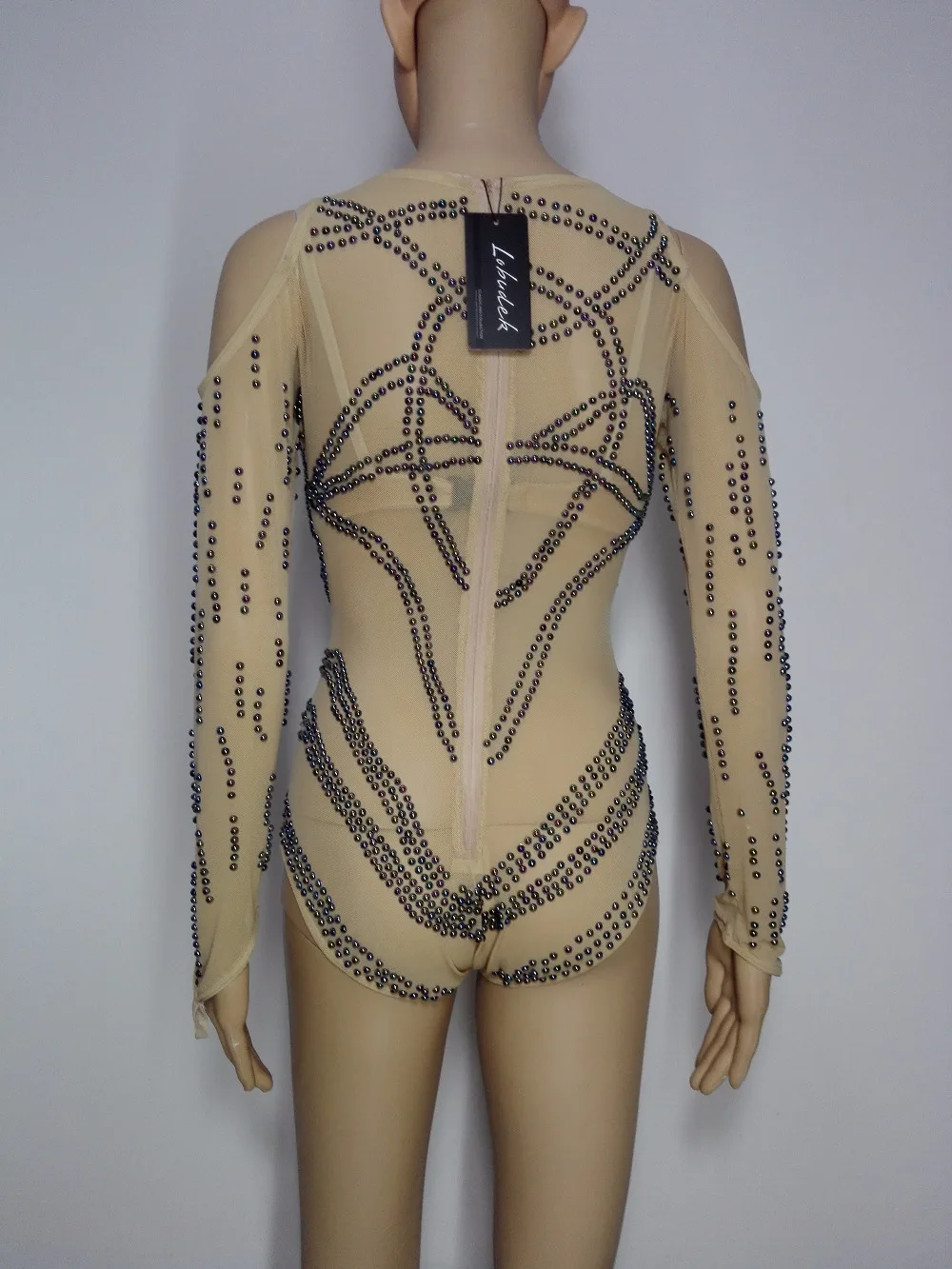 

DJ DS female sexy costume Super flashing Crystals bodysuit Bra Model Catwalk stage jumpsuit catsuit nightclub Leading dance show