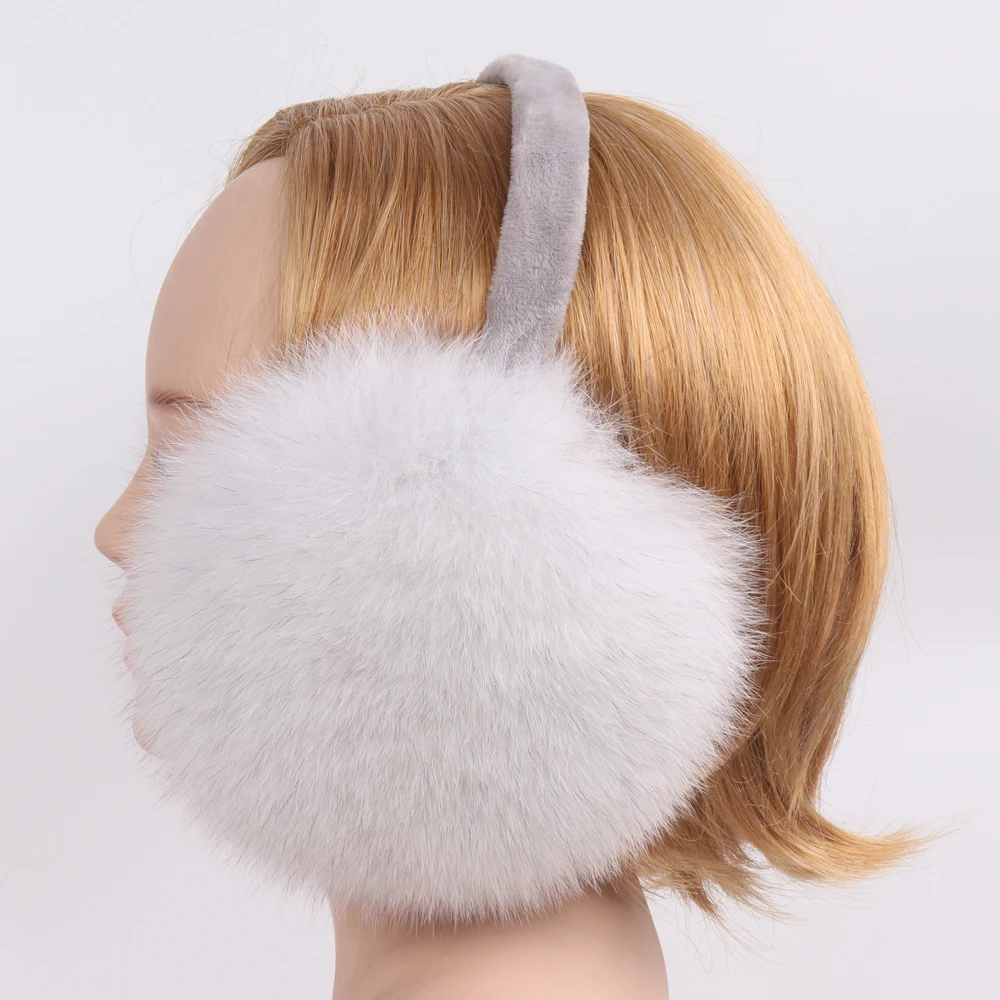 New Winter Women 100% Real Fox Fur Earmuffs Lady Warm Soft Plush Ear Muffs Russia Thermal Girl Genuine Earmuff | Аксессуары для