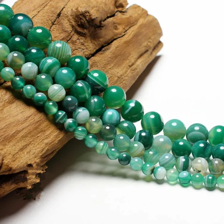 Круглые зеленые полосатый оникс Агаты бусины из натурального камня для