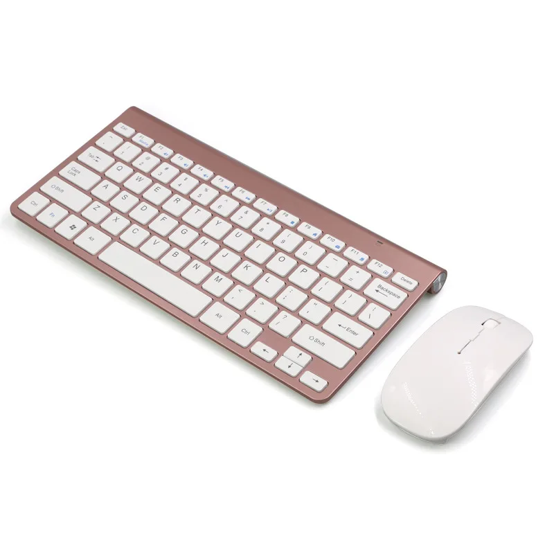 Rose Gold 2,4G Беспроводная клавиатура и мышь, Мультимедийная мини клавиатура, игровая мышь для Macbook lenovo, ноутбука, компьютера, мыши, ноутбука, клавиатура - Цвет: Rose Gold