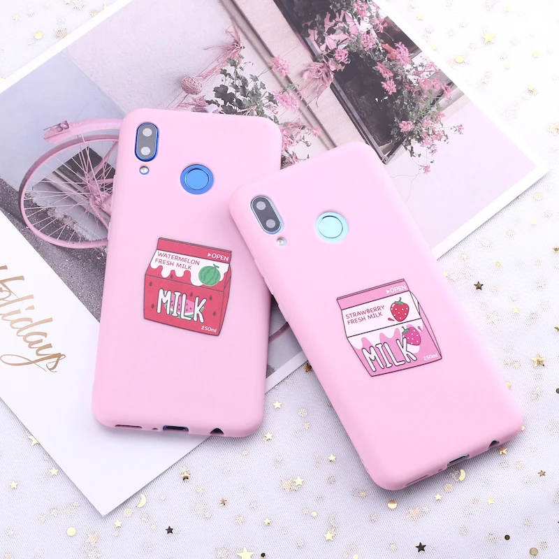 Силиконовый чехол для телефона Huawei Honor Mate 10 20 Nova P20 P30 P Smart фруктовый сок молоко