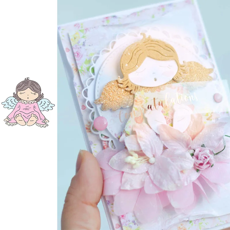 

Angel Wings Sleeping Girl Metal Cutting Dies Stencils for Scrapbooking Embossing Die Paper Cards Making New 2019