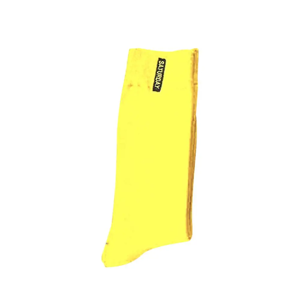 Light Yellow Men Cotton Socks Fashion Weekly Solid Color Business Casual British Style Socks Hip Hop - Color: Light Yellow