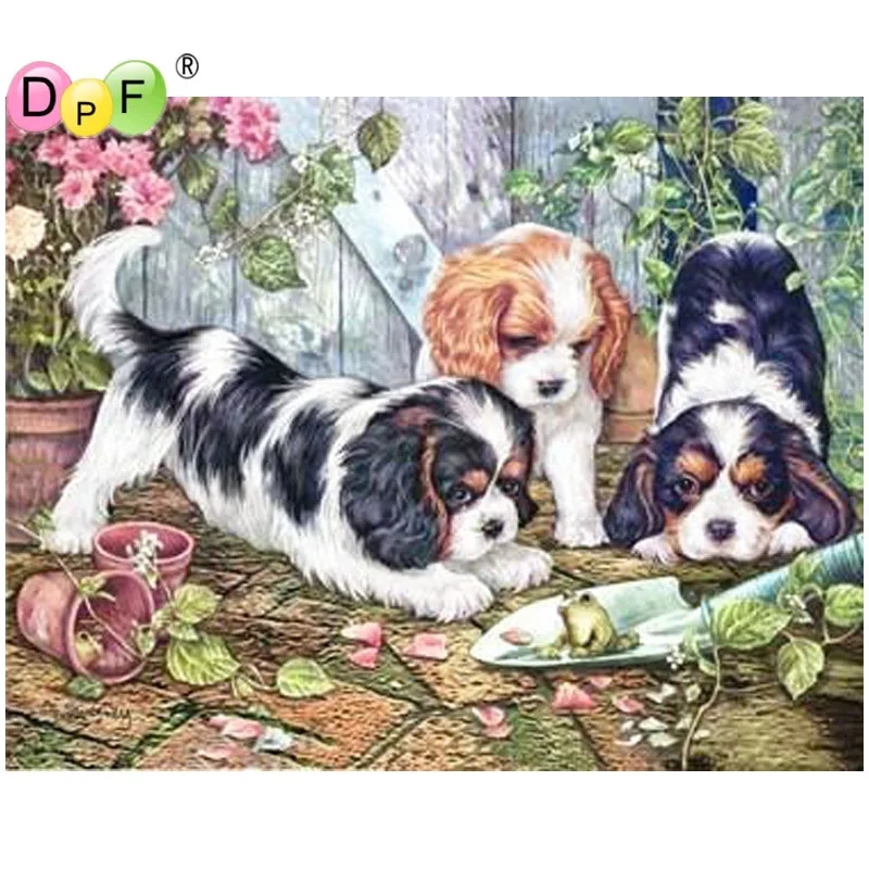 

DPF DIY подарок 5D полностью круглая алмазная живопись собака игра лягушка Алмазная вышивка магический куб Вышивка крестиком ремесла мозаика домашний декор