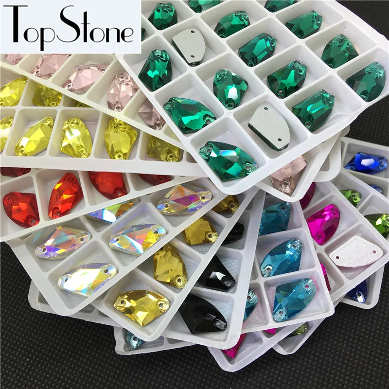 Разные размеры цветные стеклянные кристаллы форма AX пришивные стразы с плоской