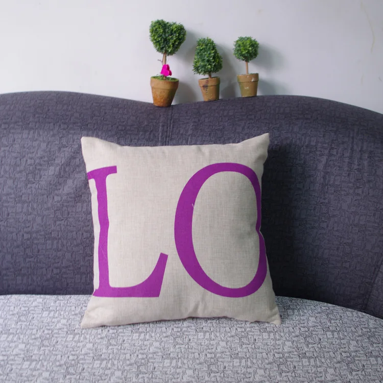 SMM0007 Purple LOVE Pillow Case Synthesis of COTTON&ampLINEN Decor Cover For Sofa Cushions Car/Office/Coffee House Valentines Gift | Дом и сад