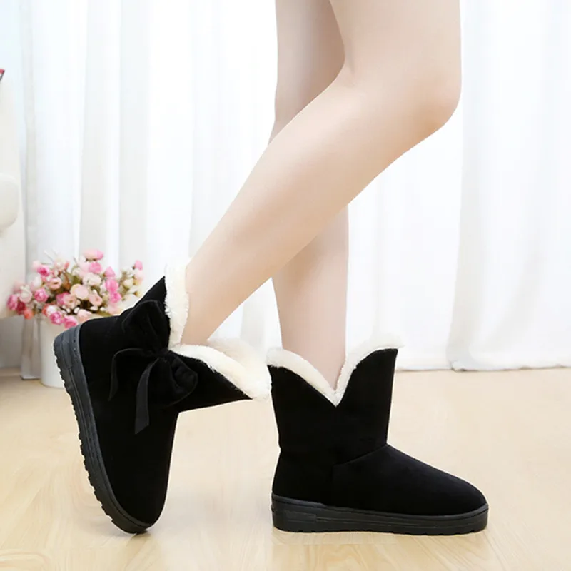 Новинка Теплые ботильоны с мехом внутри Модные женские зимние ботинки на плоской
