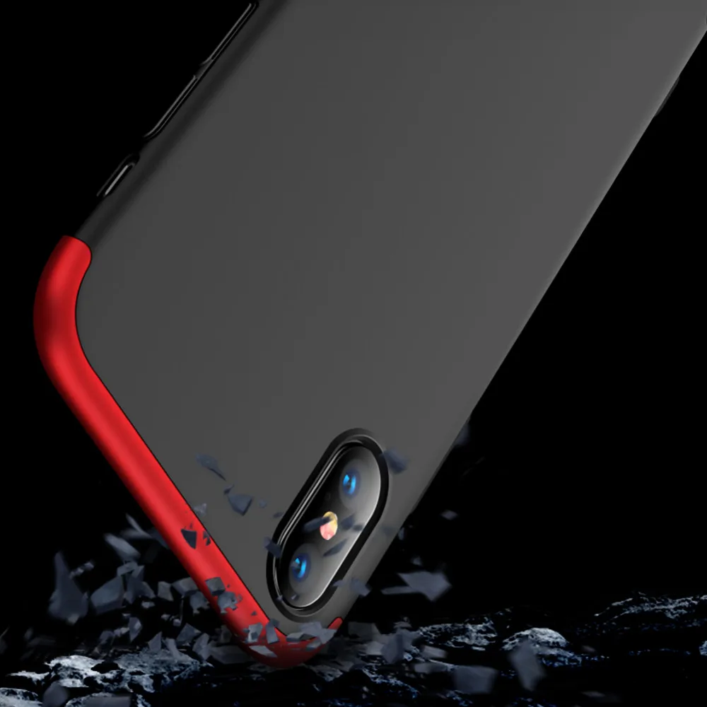 GKK 360 градусов Полная защита чехол для Apple iPhone X XS противоударный жесткий 5 SE 5S 6 6s 7 8