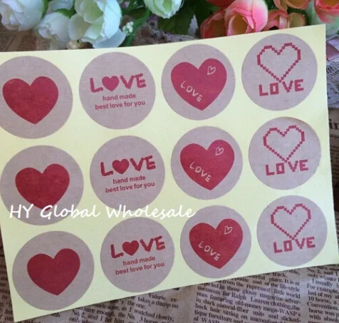 120 шт./лот винтажная серия Romatic Love Heart круглая крафт бумага наклейка для | Отзывы и видеообзор