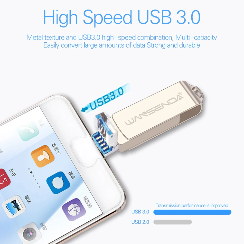 WANSENDA OTG Usb флеш накопитель 8 ГБ 16 32 64 128 USB 3 0|USB флэш-накопители| |