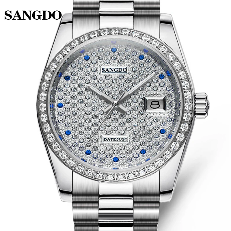 Часы SANGDO мужские из нержавеющей стали автоматические механические с сапфировым