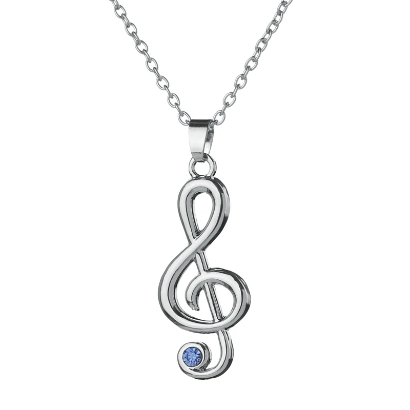 Creative trend elegant music symbol pendant necklace singing woman essential deep blue rhinestone chain | Украшения и аксессуары