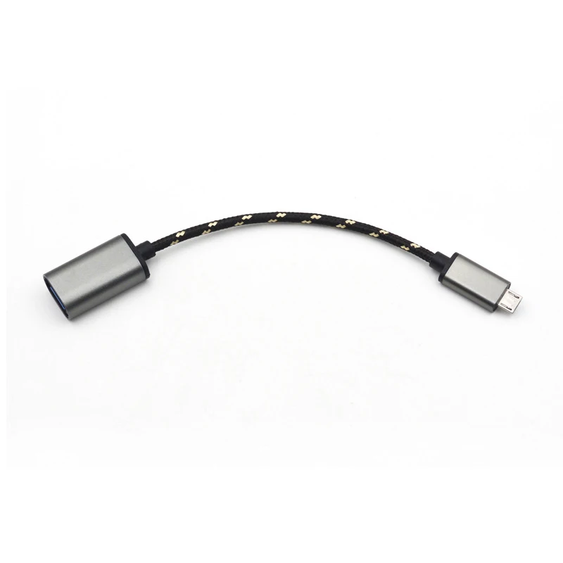 Металлический Micro USB V8 к женскому OTG плетеный кабель адаптер для Samsung HTC Huawei Redmi 4x Meizu