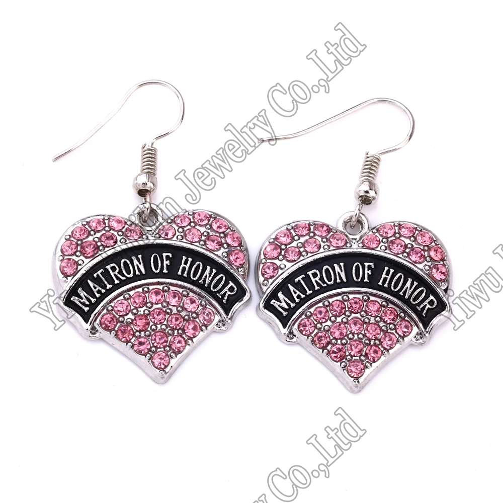 Серьги Matron of Honor Pave Heart с французским крючком прозрачные Кристальные Стразы |