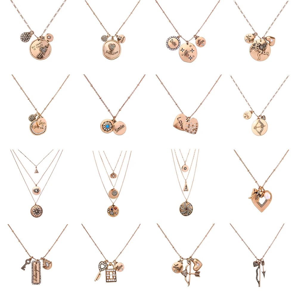 Vintage Gold Color Series Simple Pendants Bohemia Style Short Necklaces Crystal Dress Chains For Women Fashion Jewelry | Украшения и