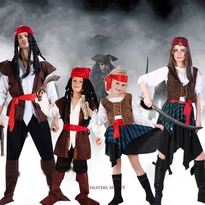 Хэллоуин семейный косплей костюм Пираты Капитан для родителей сценический