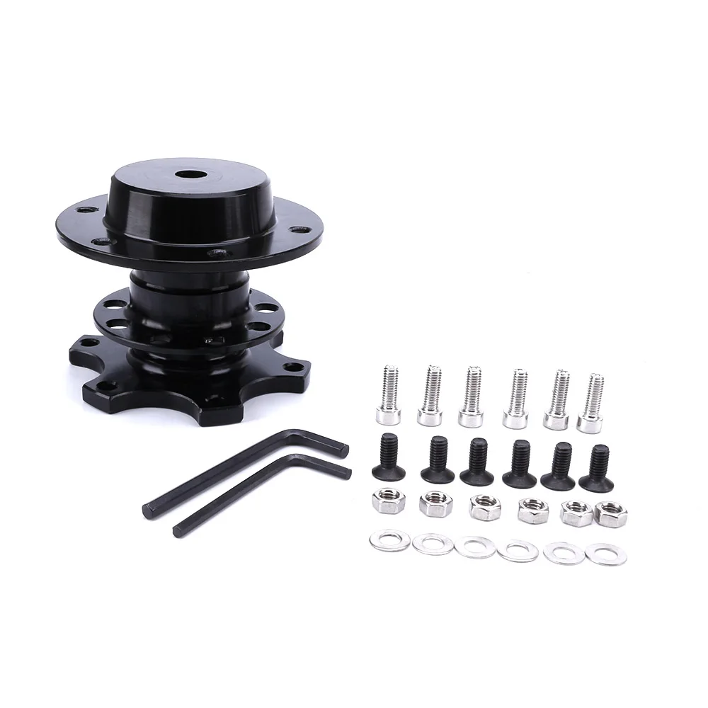 Черный CNSPEED Universal 6 Hole Racing Steering Wheel Quick Release Hub Volante Quick Release Hub Adapter Removable Snap Off Boss Kit - Цвет: Черный