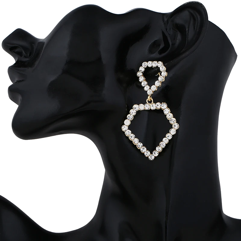 Simple Big Square Shape Hollow out Dangle Earrings Full Rhinestones Crystal for Women Valentine's Day Gift Jewelry | Украшения и