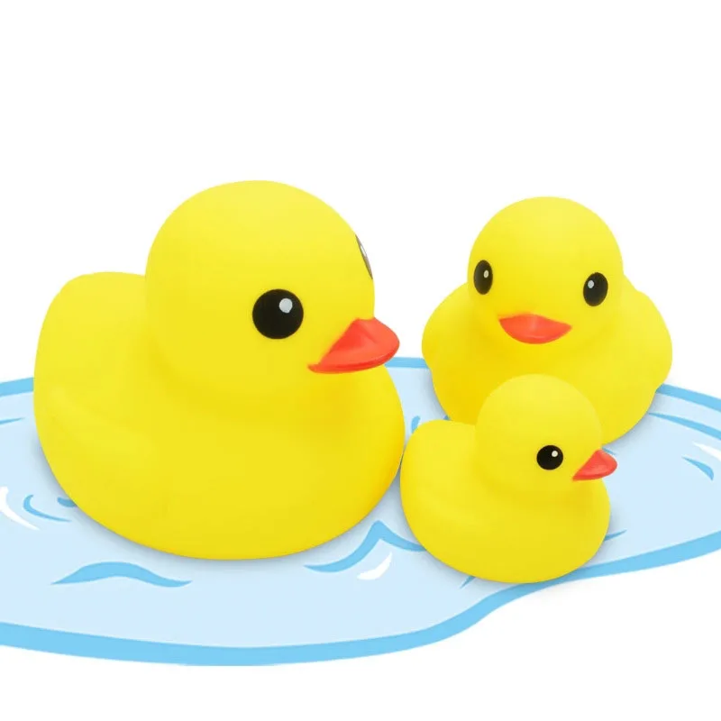 

3pc/lot Baby Bath Toys Yellow Ducks Family Shower Swimming Water Floating Squeeze Sounding Toy Bathroom Rubber Dolls Wholesale