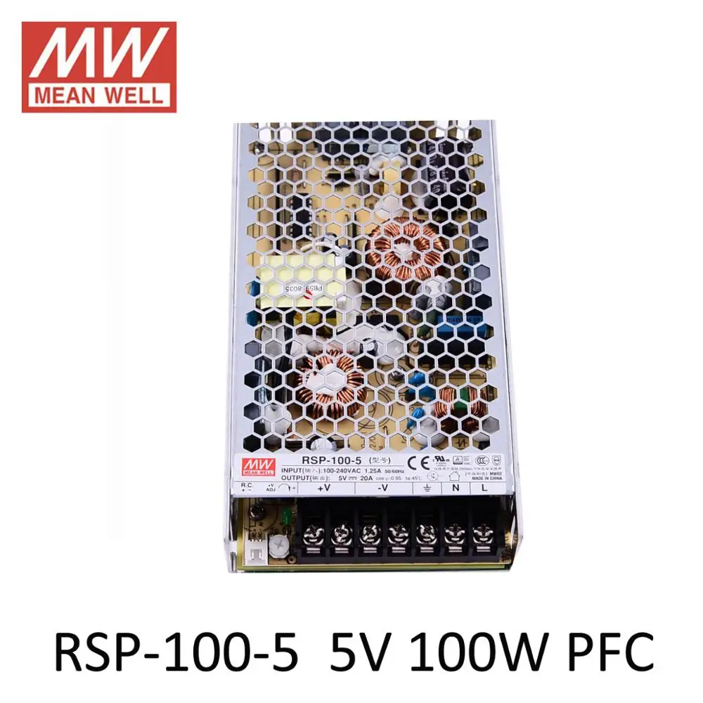 Оригинал Meanwell RSP 100W импульсный источник питания 12 В 24 в 100 Вт 3 13 5 27 с PFC Функция 48 UL