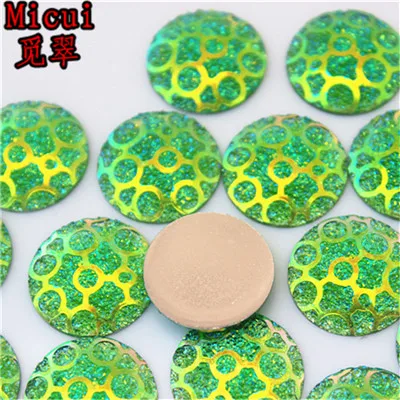 Green AB Micui, 50 шт, 20 мм, разноцветные Круглые полимерные стразы, хрустальные бусины с плоским основанием для рукоделия, украшения для свадебной одежды, ZZ732 - Color: Green AB
