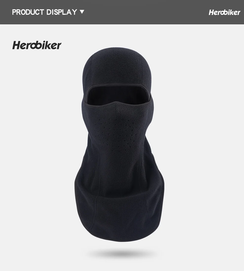 HEROBIKER черная мотоциклетная маска для лица осень зима термальная Флисовая Балаклава мотоциклетная маска мото ветрозащитная велосипедная маска для катания на лыжах