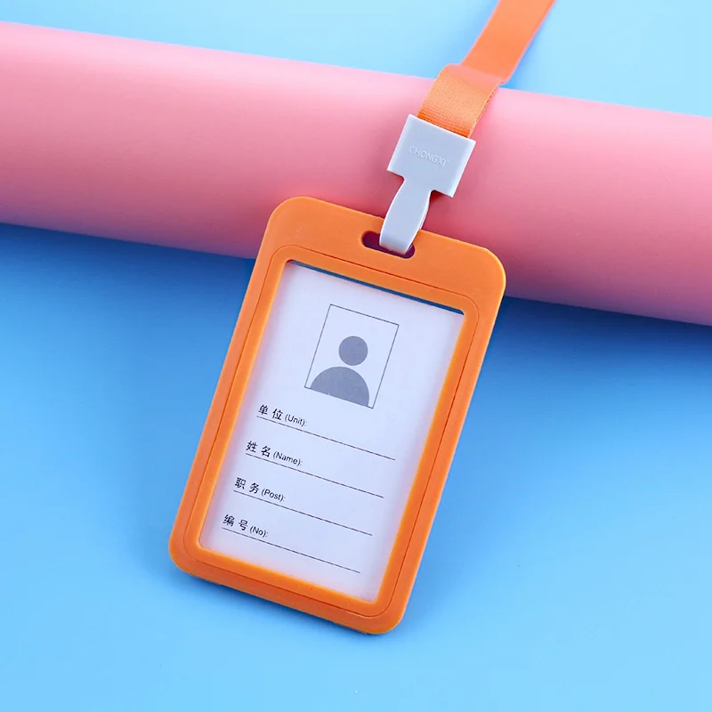 orange 1 шт. рабочий держатель для карт s с веревкой студенческий пластиковый держатель для карт имя работника ID карта Обложка металлический рабочий сертификат идентификационный значок - Цвет: orange