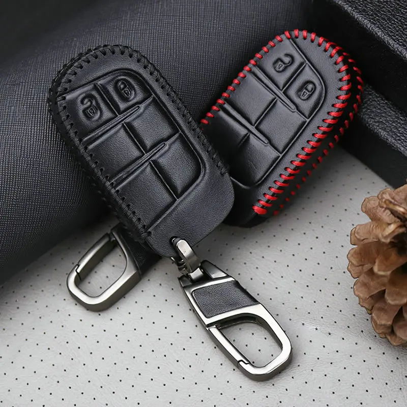 Кожаный дистанционный смарт чехол для ключей Fob Dodge Journey charger Jeep Renegade Grand Cherokee Chrysler