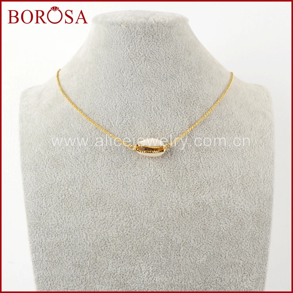 BOROSA 25 дюймов натуральная ракушка золотой цвет корпус соединителя ожерелье