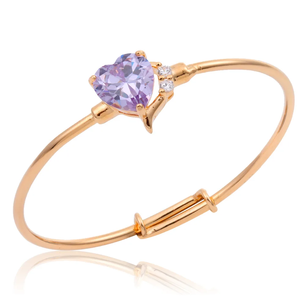 Новый милый желтого золота Цвет проложить Фиолетовый любовь персик сердца CZ