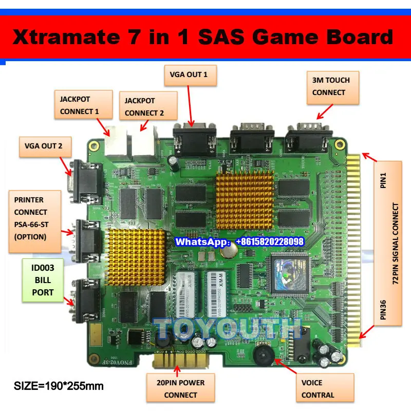 Xtramate 7 in 1 V2 SAS Game Board with JACKPOT casino board cable Casino Slot | Спорт и развлечения