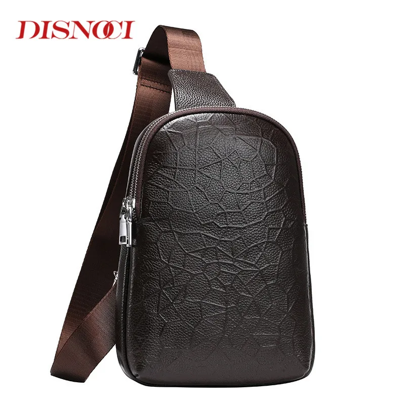 Мужская нагрудная сумка DISNOCI из натуральной кожи деловые повседневные Модные
