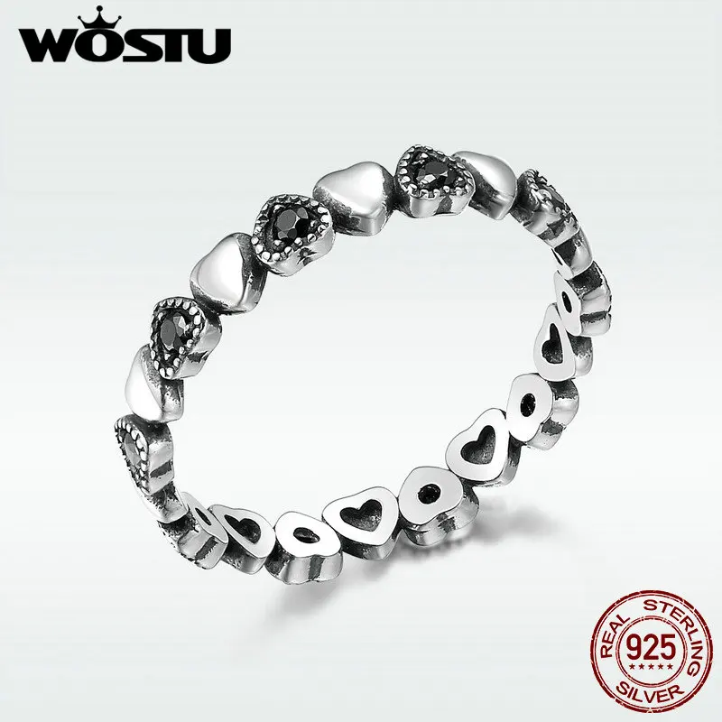 WOSTU горячая Распродажа Стерлинговое любовь навсегда сердце черное CZ