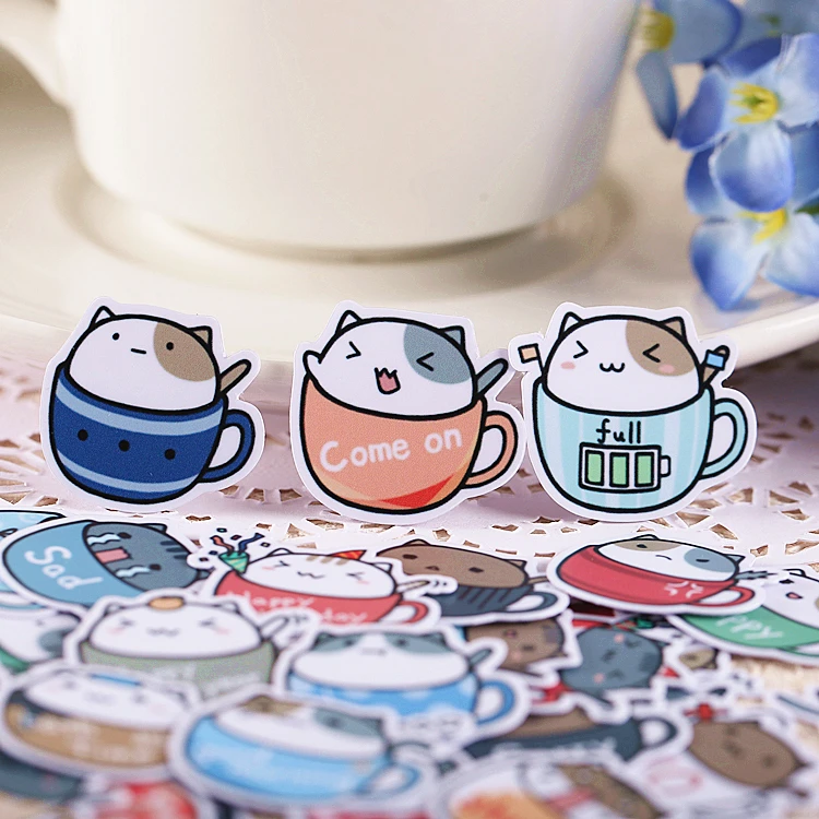 40pcs Creative cute self-made coffee cup cat stickers scrapbooking stickers /decorative sticker /DIY craft photo albums 36pcs creative cute self made retro victoria rose stickers scrapbooking stickers decorative sticker diy craft photo albums