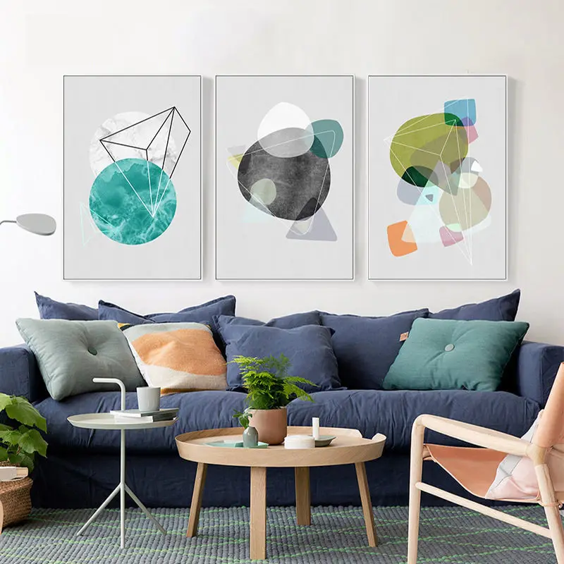 Скандинавский современный абстрактный геометрический цветной блок