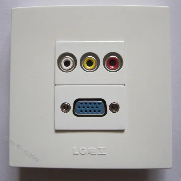 Настенная розетка панель с RCA AV + VGA для установки мультимедиа размер 86 мм |