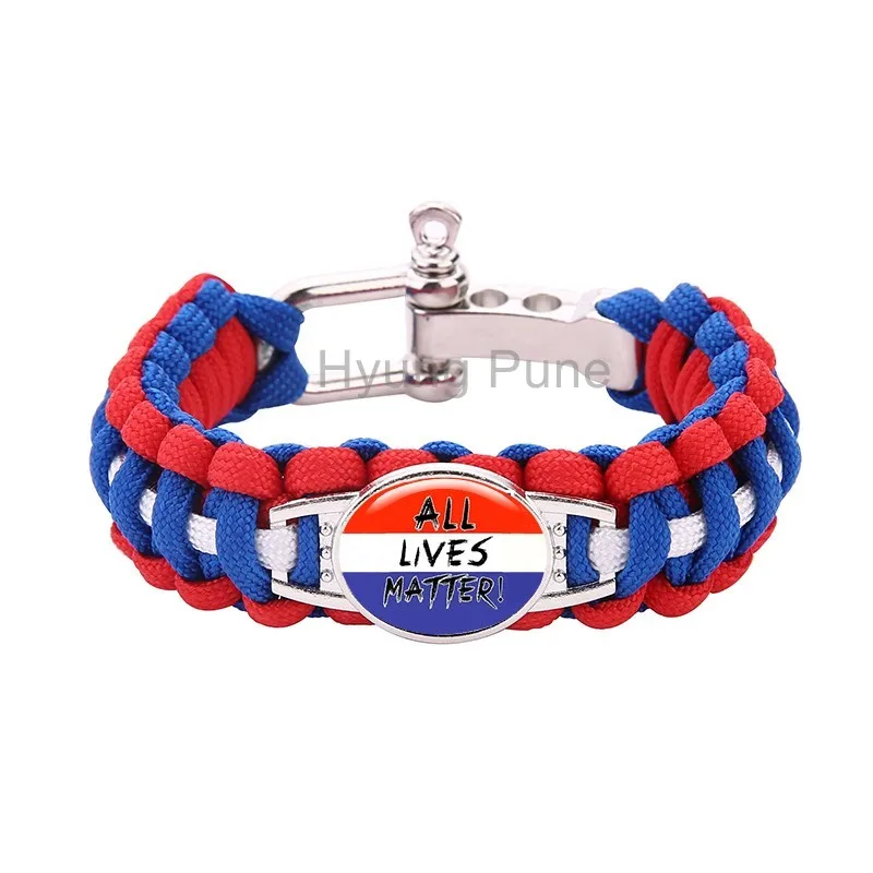 Все жизни материя тонкий красный/белый/синий браслет для выживания paracord мужчин и