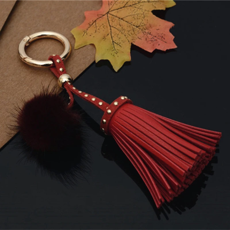 1 шт. норковые волосы заклёпки кисточкой DIY Jewelry шторы одежды декоративные аксессуары цепочки для ключей Сумки подвеска для телефона ремесло кисточкой